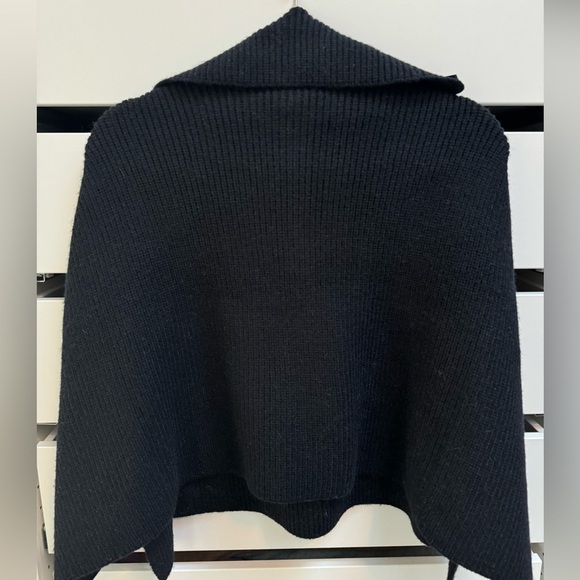 RACHEL ZOE Ribbed Sweater Knit Quarter Zip Capelet Shawl One Size - Picture 6 of 6